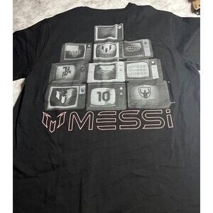 Messi Collection Graphic T Shirt Mens Large Black Soccer Futbol TV Print Leo Mes